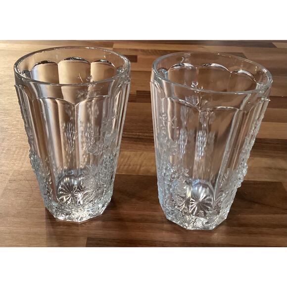 L.G. Wright Glass Panel Grape Clear Pattern 5” Flat Tumblers Set Of 2 - Picture 4 of 10
